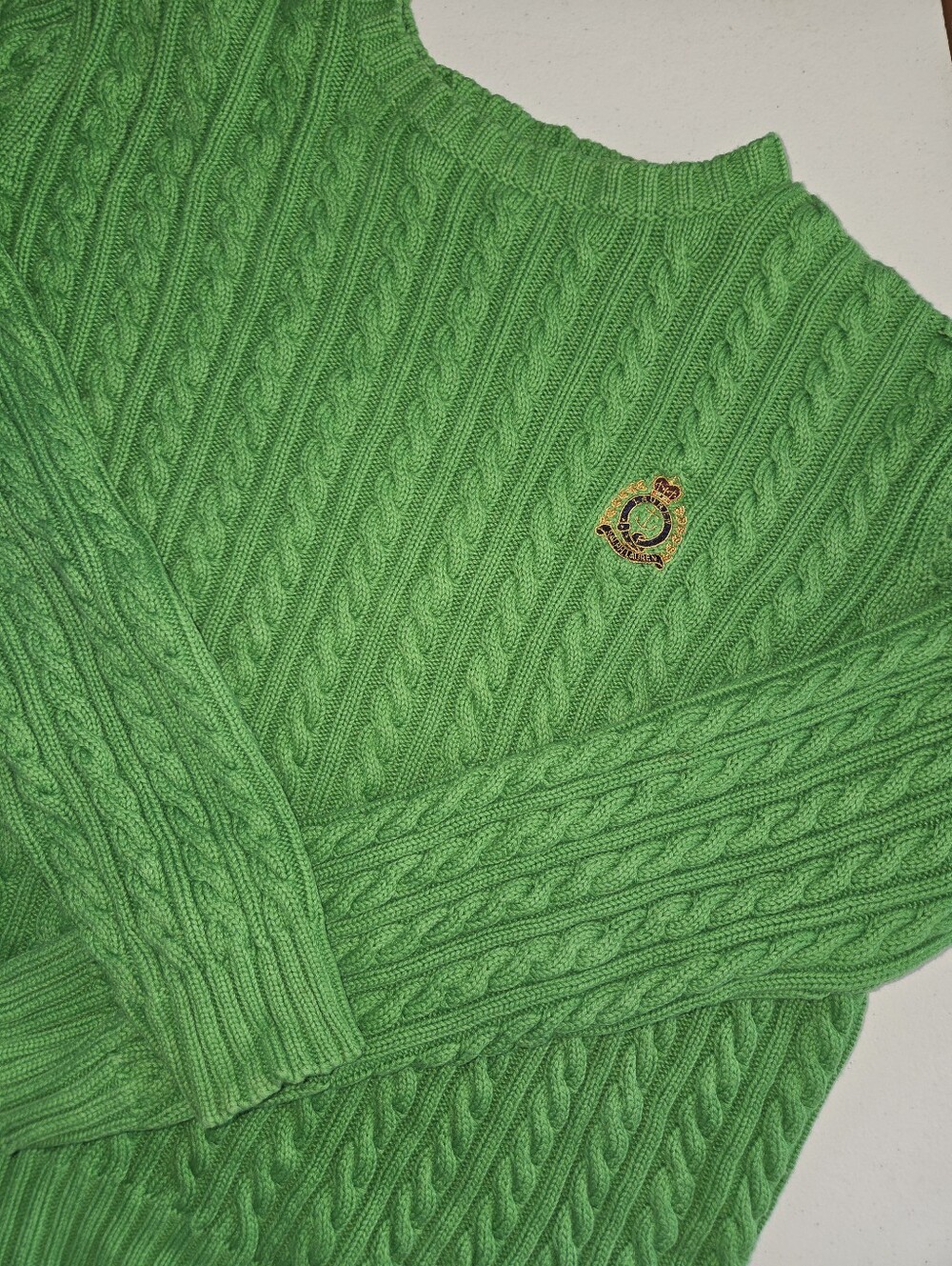 Lauren Ralph Lauren Cable-Knit Cotton Crewneck Sweater Kelly Green Large
